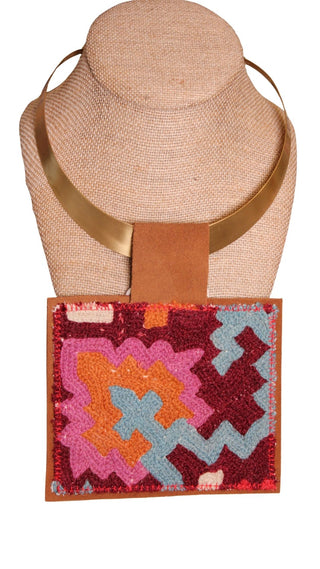 Kilim Pendant Necklace - Wine Multi