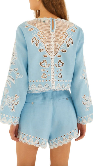 Romantic Richelieu Shorts - Blue