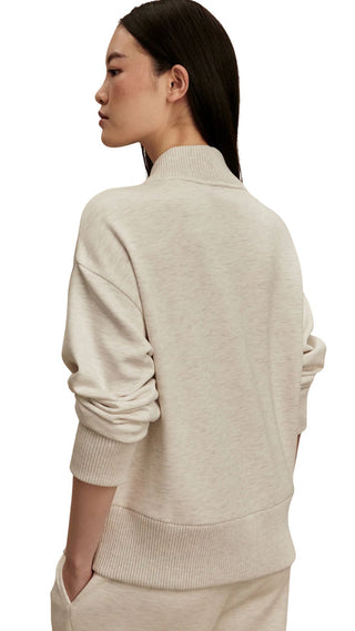 Sally Half Zip Sweat - Ivory Marl