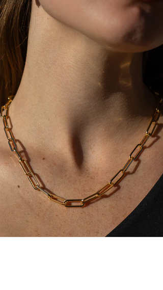Allegra Paperclip Necklace, 14k Gold Plated