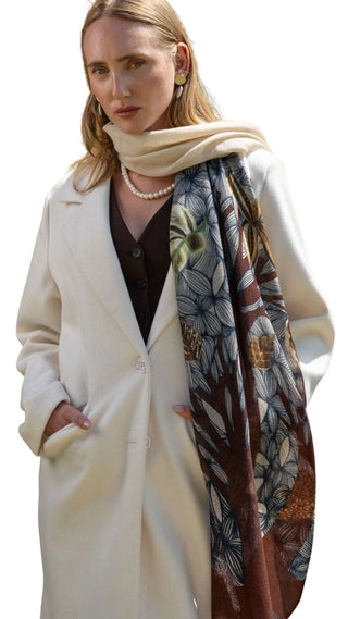 Bosco Wool Scarf - Cream/Brown