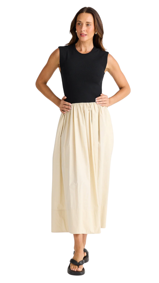 Daphne Dress - Ecru with Black