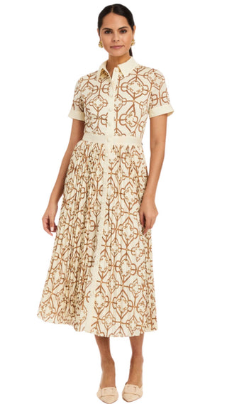 Billie Collared Shirt Dress - Quatrefoil Tile