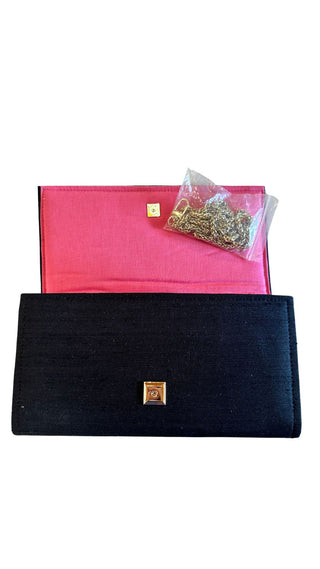 Ruth Clutch with Black Smooch Raw SILK