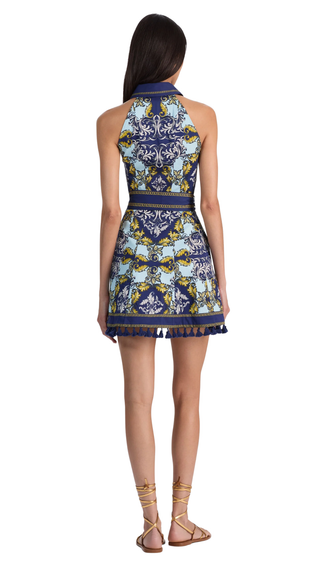 Lucy Sleeveless Mini Shirt Dress - Antique Scroll