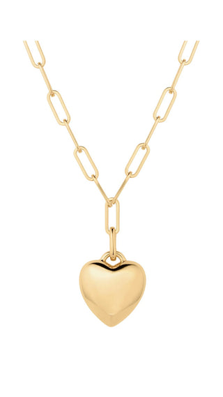 Aurelie Puffy Heart Clip Necklace - 14k Gold Plated