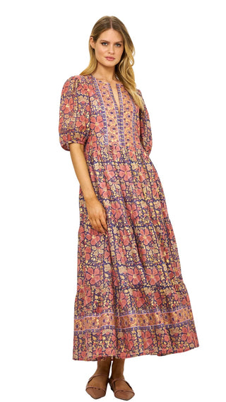 Puff Sleeve Maxi - MateraNavy