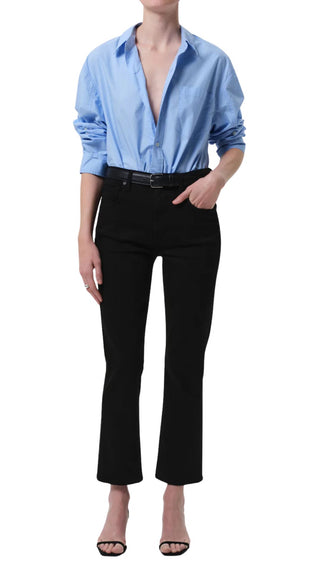 Isola Cropped Boot in Plush Black (zip fly)