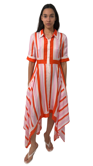 Abrielle S/S Handkerchief Midi - Tulip Stripe