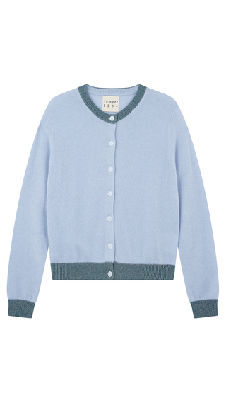 Lurex Trim Cardigan, Arctic Blue Multi