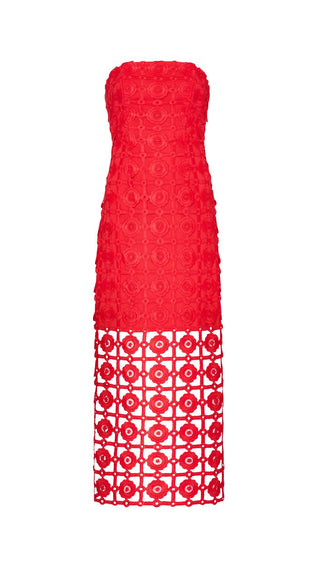 Kait Tile Lace Dress - Red