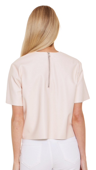 Vegan Leather Cropped SS T-Shirt - Light Pink