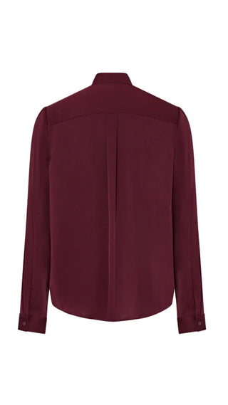 Tie Neck Silk Blouse - Wine
