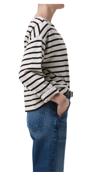 Boatneck Long Sleeve - Chocolate Stripe