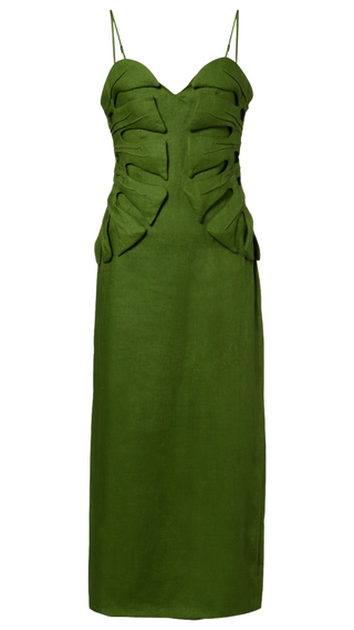 Green Monstera Leaf Sleeveless Maxi Dress