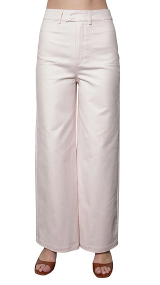 Jennsen Cotton Canvas Wide Leg Pants - Pink Frost