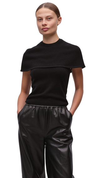 Yuki S/S Cape Top, Black