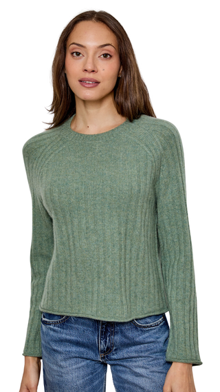 Rib Long Sleeve Sweater, Grass