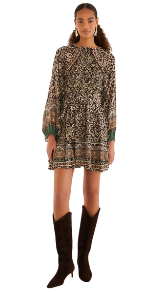 Primitive Leopard Brown Long Sleeves Mini Dress