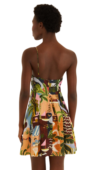 Tropical Painting Multicolor Mini Dress