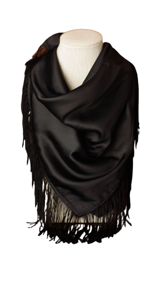 Solid Fringe Scarf - Black