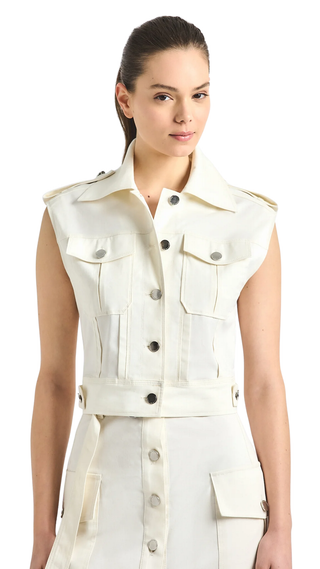 Illiana Stretch Twill Utility Vest - Soft White