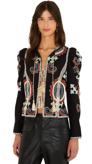 Fantasy Multicolor Long Sleeve Top, Black