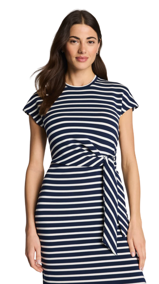 Spanx® Airessentials Tie-Waist Maxi Dress, Navy Stripe