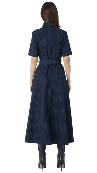Lindsay Navy Pinstripe Cotton Dress
