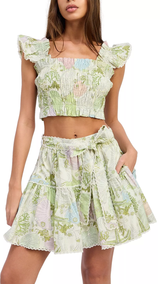 Blair Mini Skirt, Ivory Olive Multi