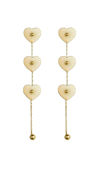 Gold Heart Duster Drop Earrings