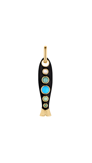 Amalfi Black Enamel Fish Clip Charm, Unique Color