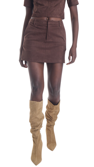 Aria Suede Skirt, Espresso