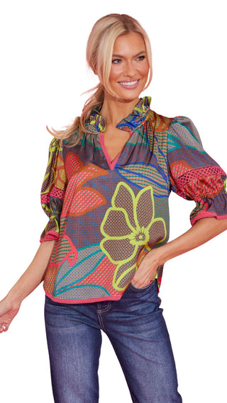 Lottie Top - Geo Floral