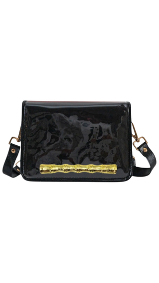 Black Clear Stadium Bag with Gold Bamboo Stick