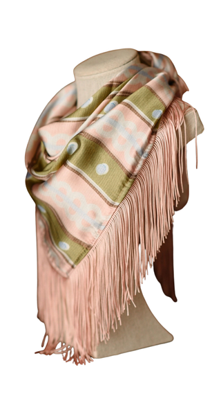 Dots And Stripes Scarf - Pink And Green