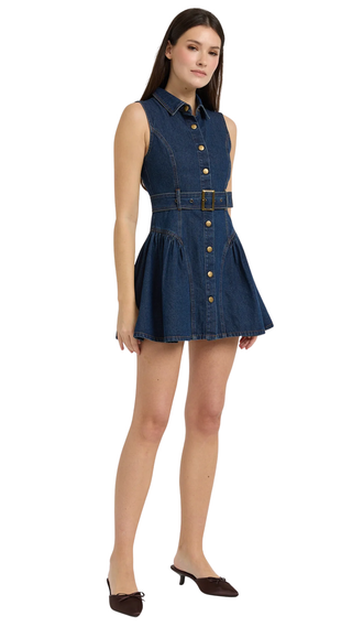 Paige Mini Belt Dress, Indigo