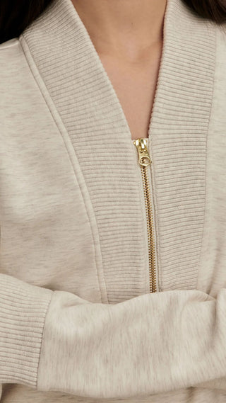 Sally Half Zip Sweat - Ivory Marl