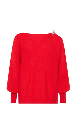 Ida Ots Crystal Tie Sweater - Red