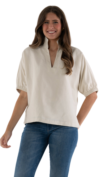 Poppy Top - Sandshell Linen