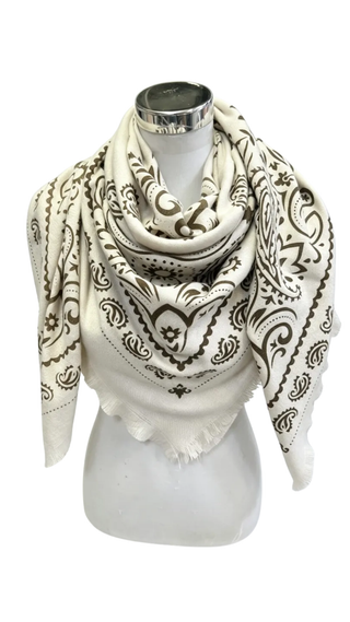 Square Bandana-Print Scarves - Beige