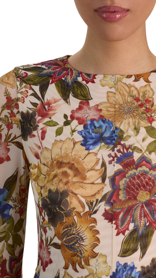 Delora Long Sleeve Flare Mini Dress, Fallen Petals