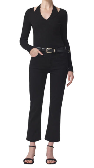 Isola Cropped Boot in Plush Black (zip fly)