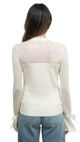 Valerie Sheer Yoke Knit with Florets Cuffs - Ivory