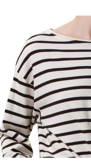 Boatneck Long Sleeve - Chocolate Stripe