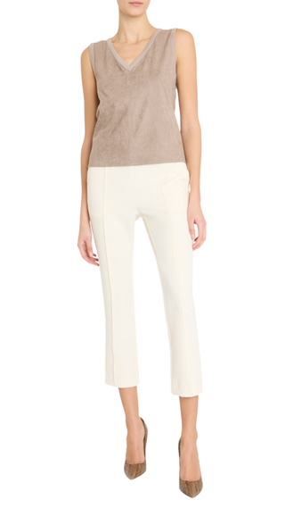 Iva Suede Knit Top, Taupe
