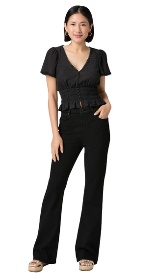 High Rise Laurel Canyon Petite W/ Clean Hem, Black Shadow