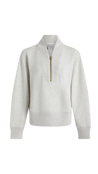 Sally Half Zip Sweat - Ivory Marl