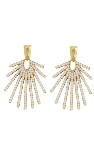 White Sunburst Statement Drop Earrings