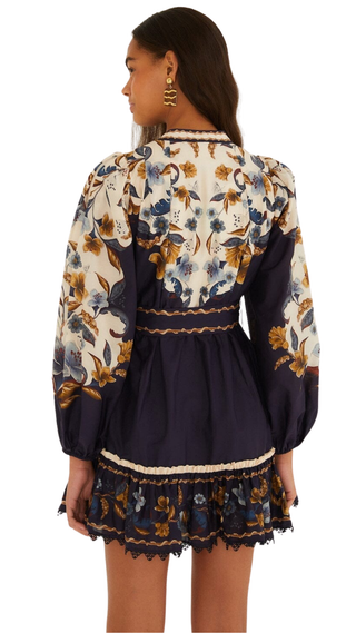 Golden Nature Navy Blue Mini Dress, Golden Nature Navy Blue